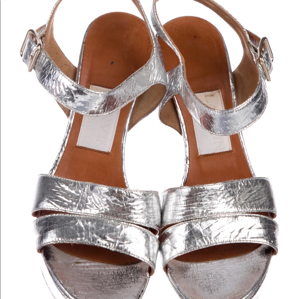 Lanvin metallic cracked leather sandals - Picture 3 of 8